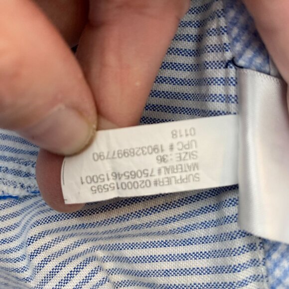 Chaps Men's Shorts Size 36 Blue & White Striped Cotton Blend - Picture 9 of 11